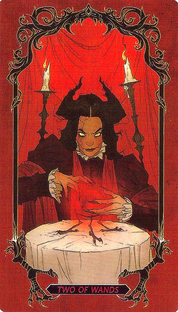 Dos de Bastos — Horror Tarot