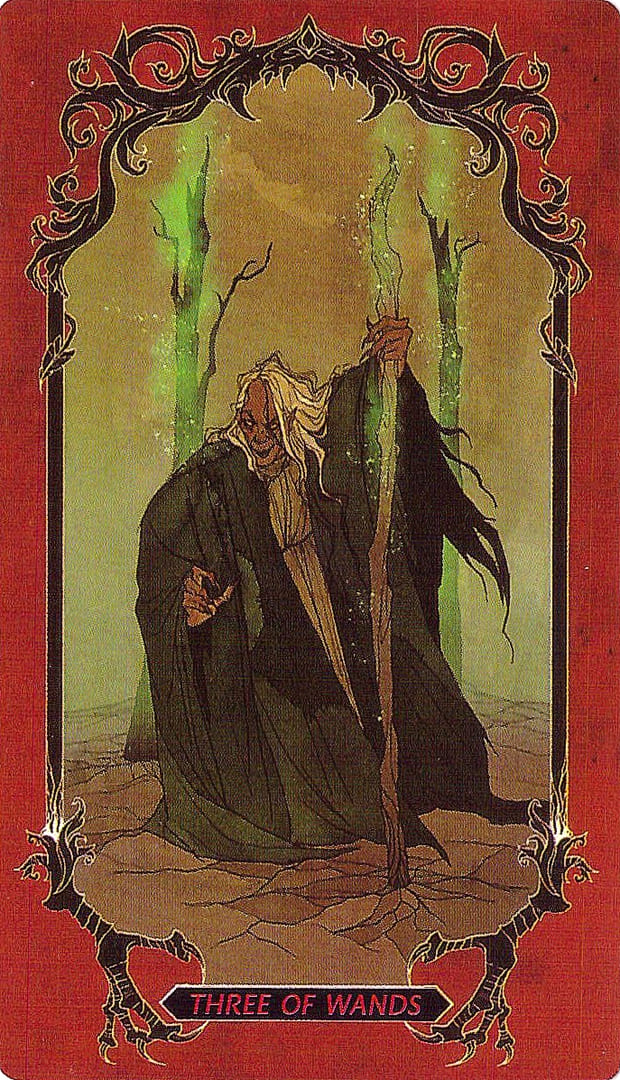 Tres de Bastos — Horror Tarot