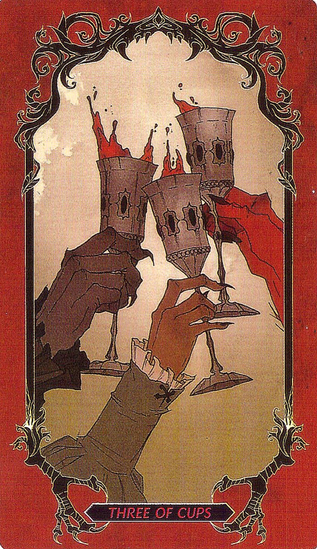 Three of Cups — Horror Tarot