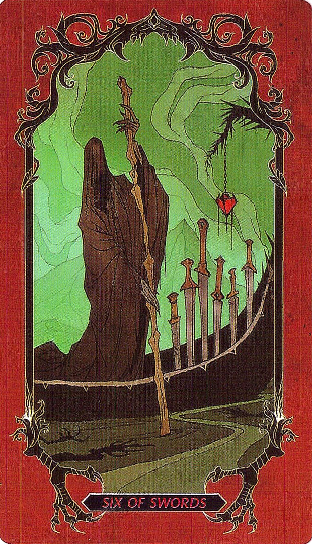 Seis de Espadas — Horror Tarot