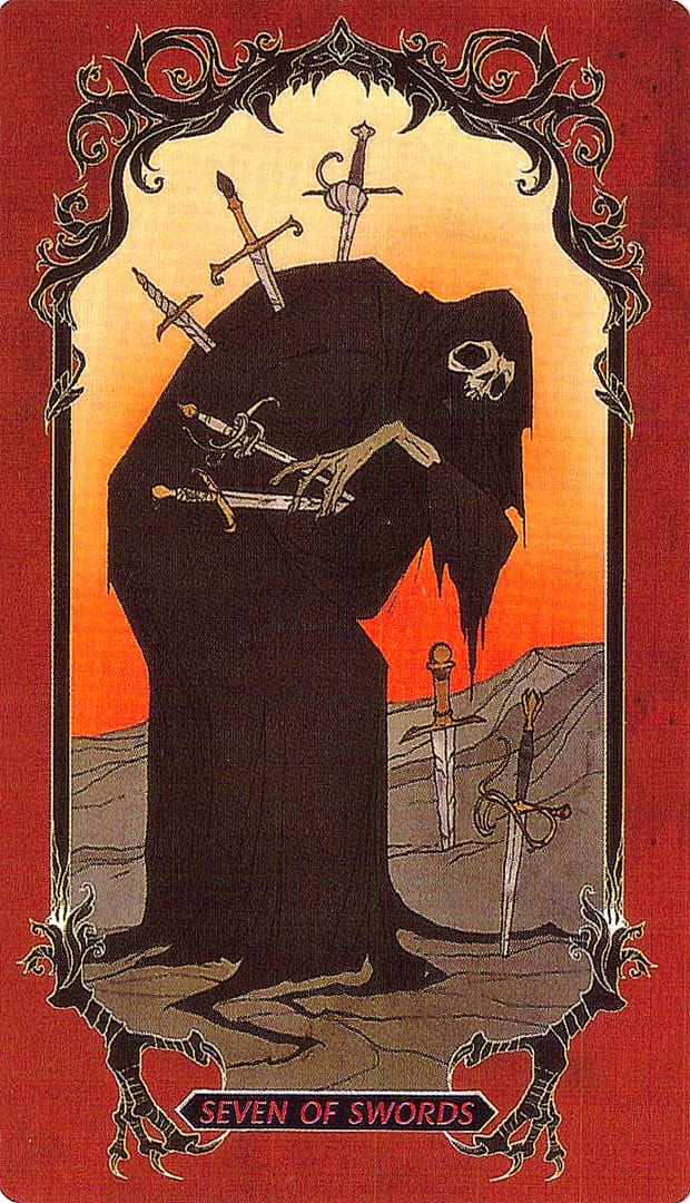 Siete de Espadas — Horror Tarot