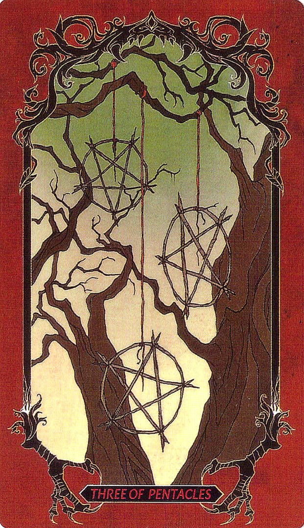 Three of Pentacles — Horror Tarot