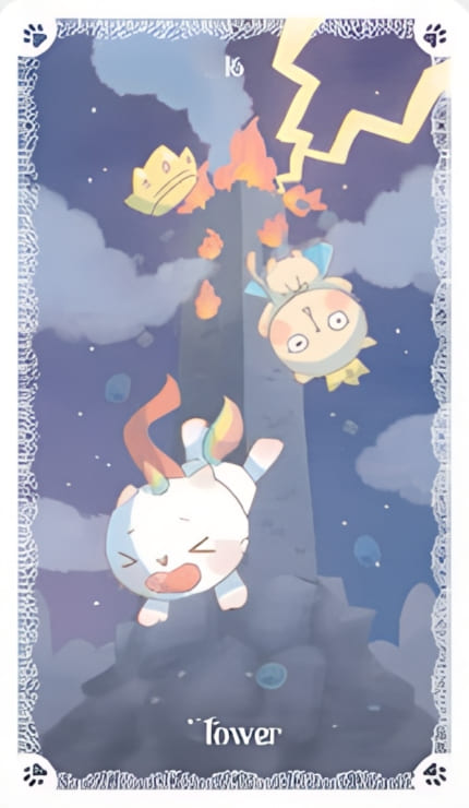 The Tower — Kittycorn Tarot