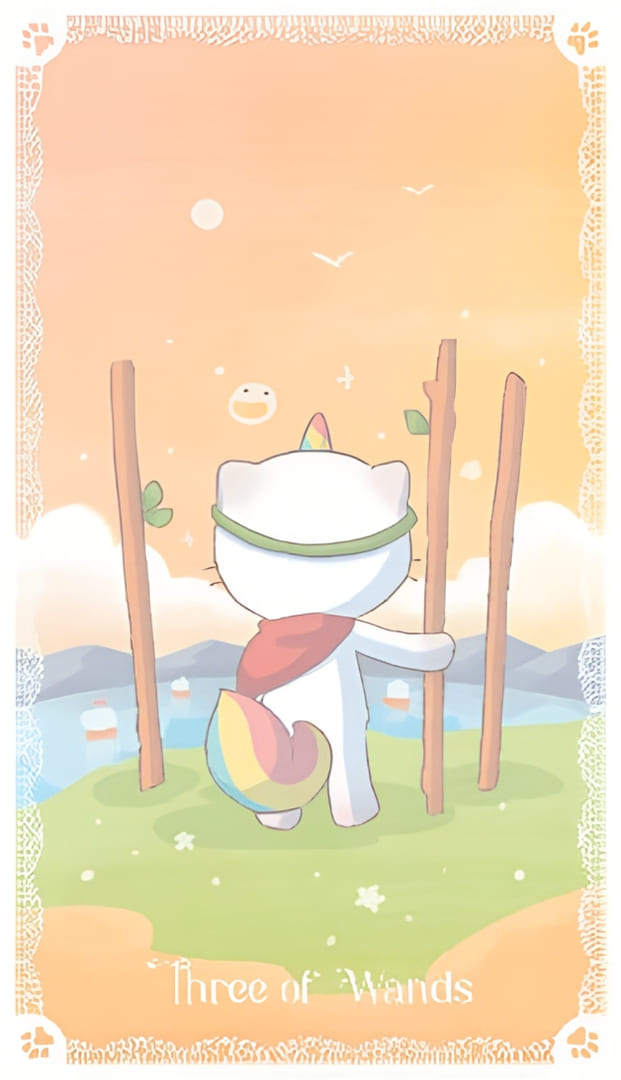 Three of Wands — Kittycorn Tarot
