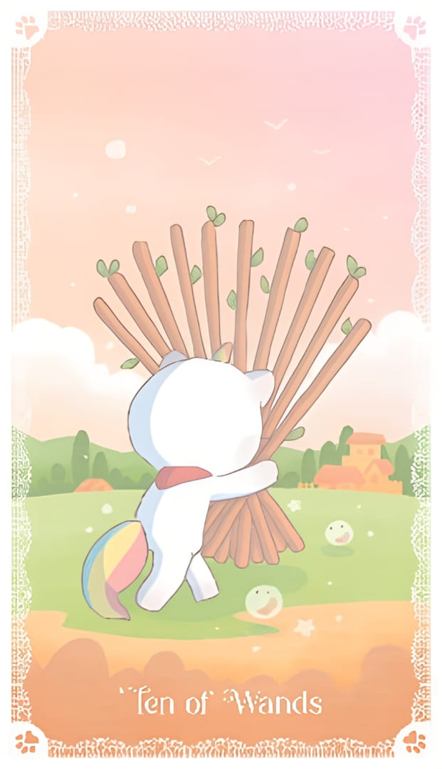Ten of Wands — Kittycorn Tarot