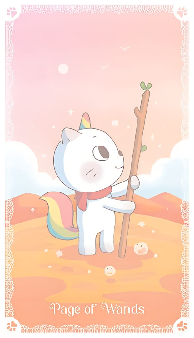 Sota de Bastos — Kittycorn Tarot