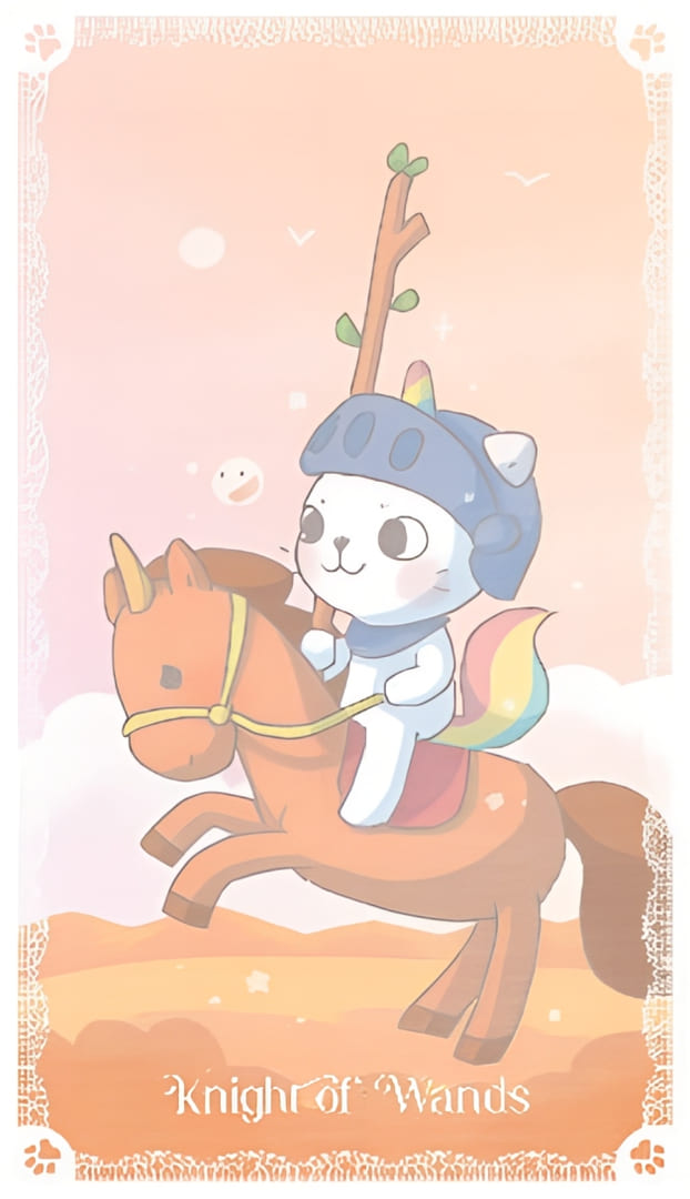 Caballo de Bastos — Kittycorn Tarot