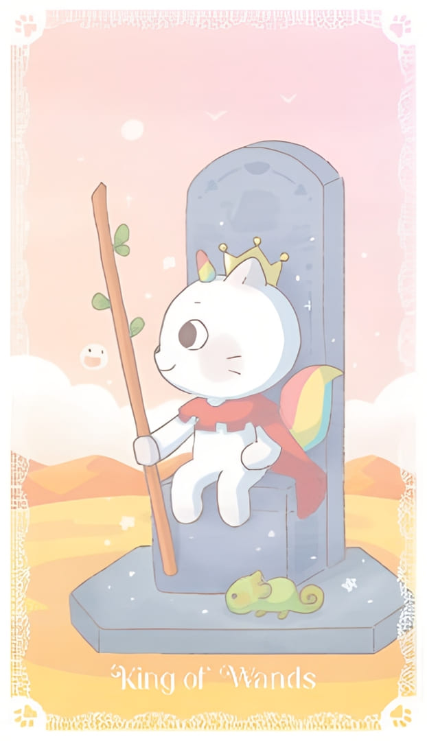 Rey de Bastos — Kittycorn Tarot