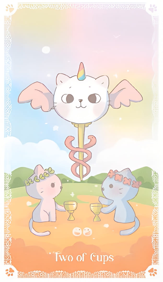 Dos de Copas — Kittycorn Tarot
