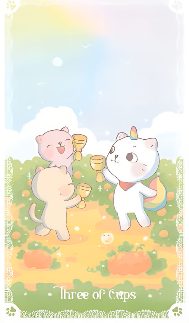 Three of Cups — Kittycorn Tarot