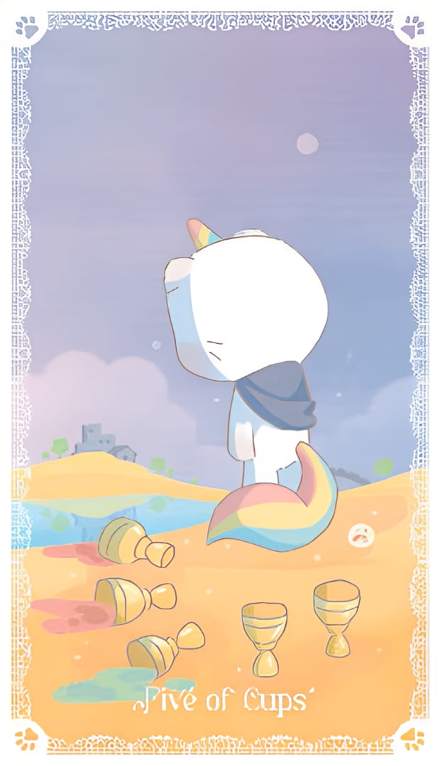 Cinco de Copas — Kittycorn Tarot