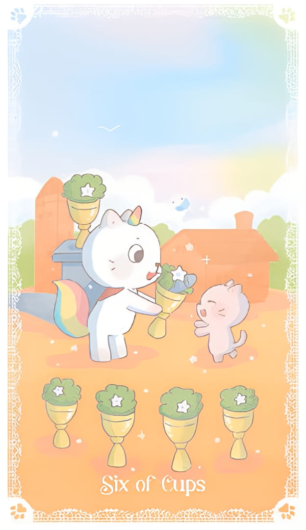 Seis de Copas — Kittycorn Tarot