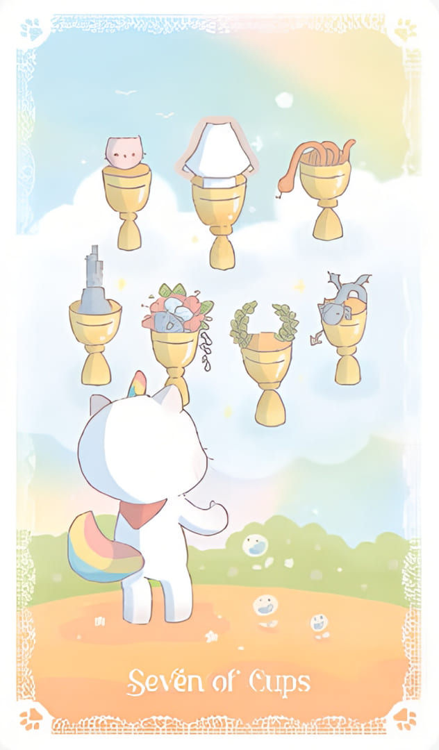 Siete de Copas — Kittycorn Tarot