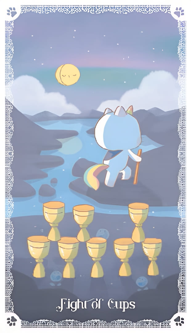 Ocho de Copas — Kittycorn Tarot