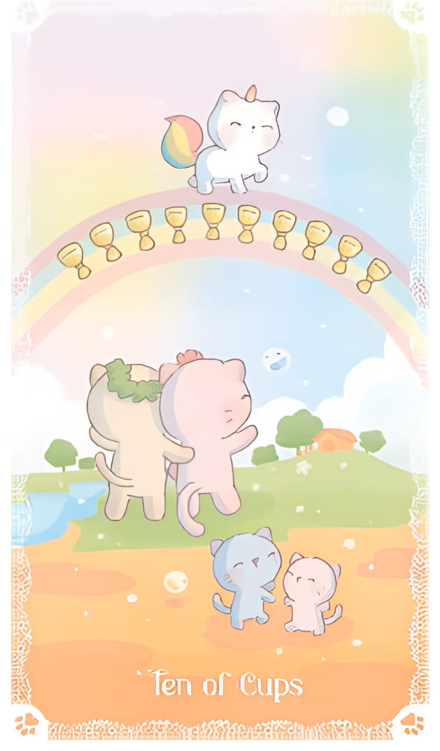 Diez de Copas — Kittycorn Tarot