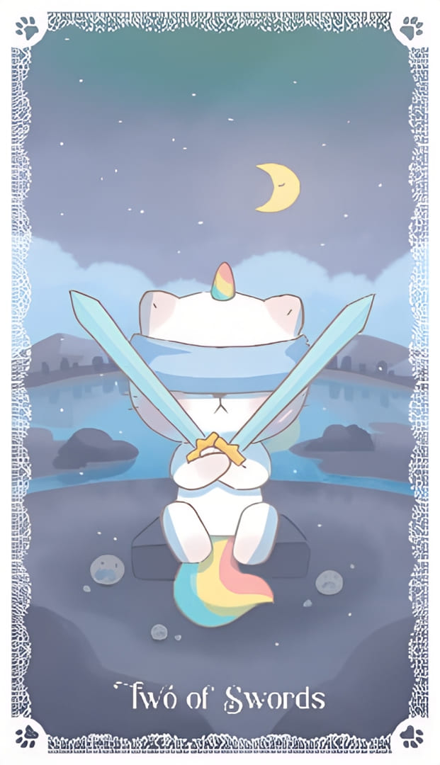 Dos de Espadas — Kittycorn Tarot