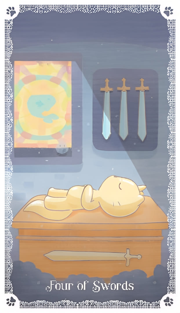 Four of Swords — Kittycorn Tarot