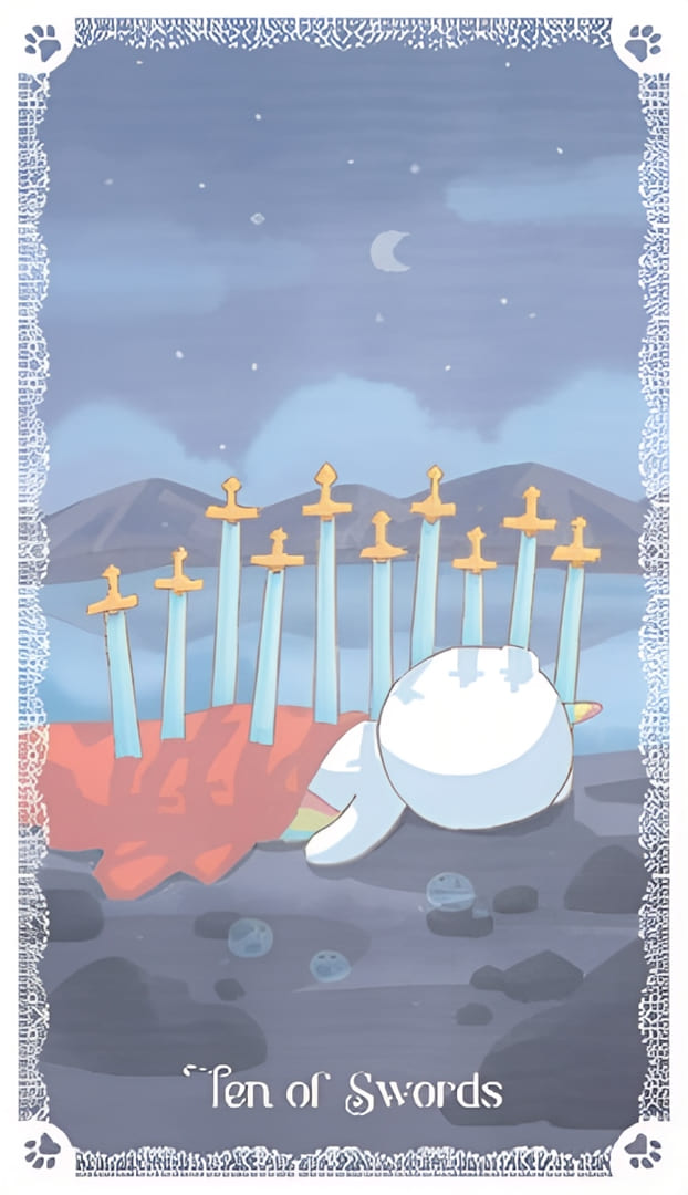 Diez de Espadas — Kittycorn Tarot