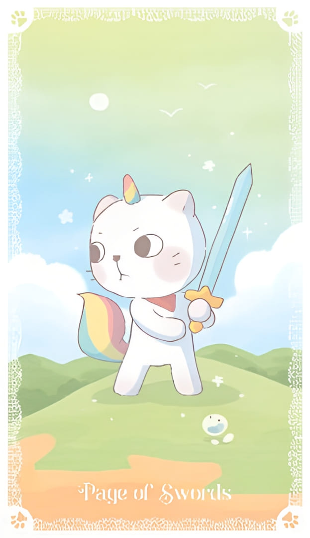 Sota de Espadas — Kittycorn Tarot