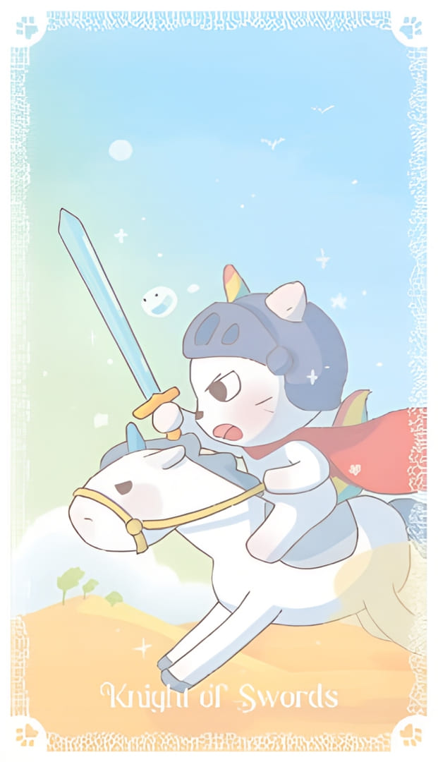 Caballo de Espadas — Kittycorn Tarot