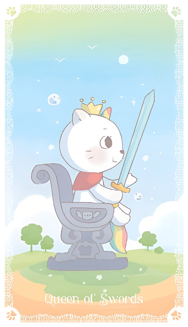 Reina de Espadas — Kittycorn Tarot