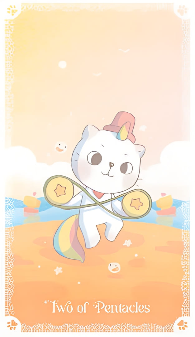 Dos de Oros — Kittycorn Tarot