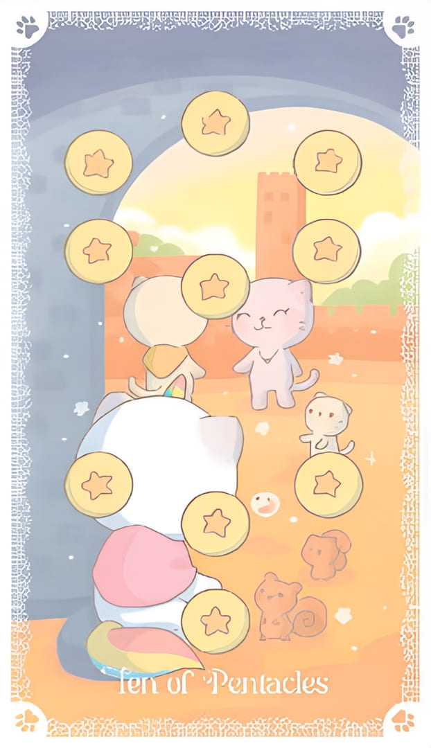 Diez de Oros — Kittycorn Tarot