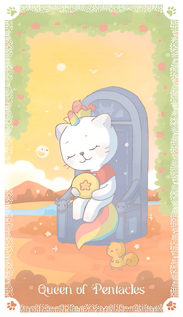 Reina de Oros — Kittycorn Tarot