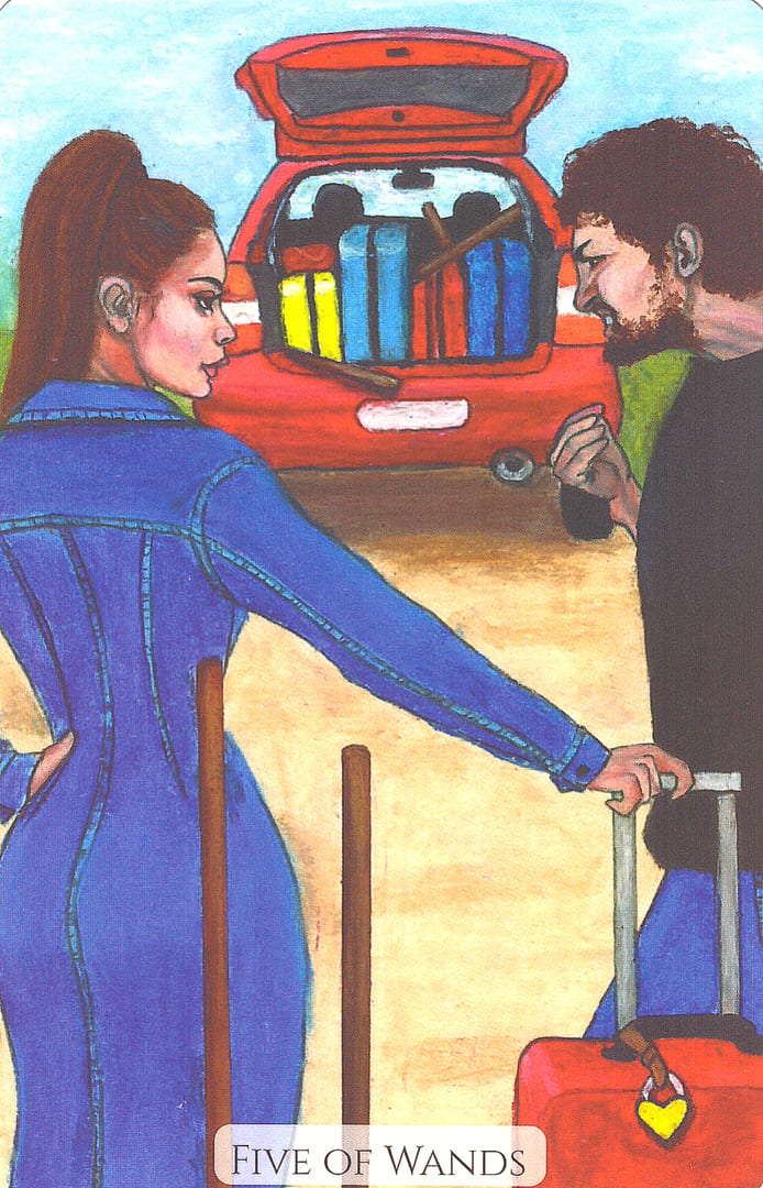 Five of Wands — Modern Love Tarot