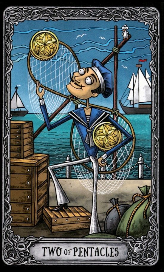 Dos de Oros — Dark Mansion Tarot