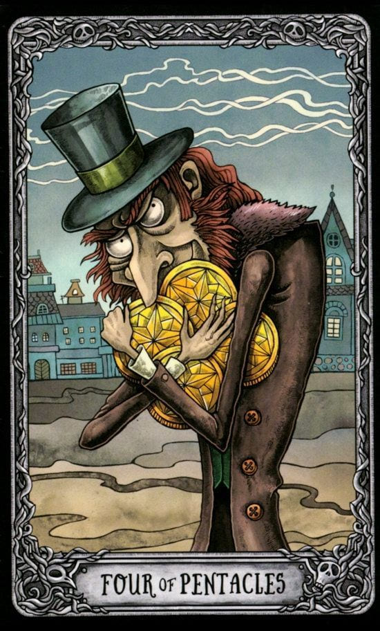 Cuatro de Oros — Dark Mansion Tarot