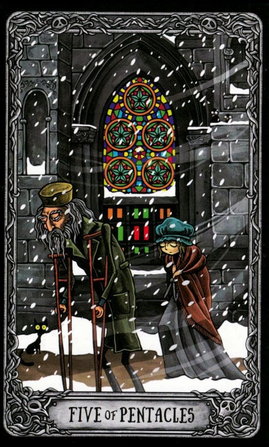 Cinco de Oros — Dark Mansion Tarot