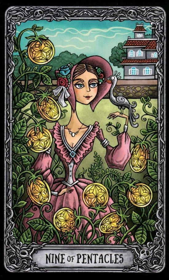 Nine of Pentacles — Dark Mansion Tarot