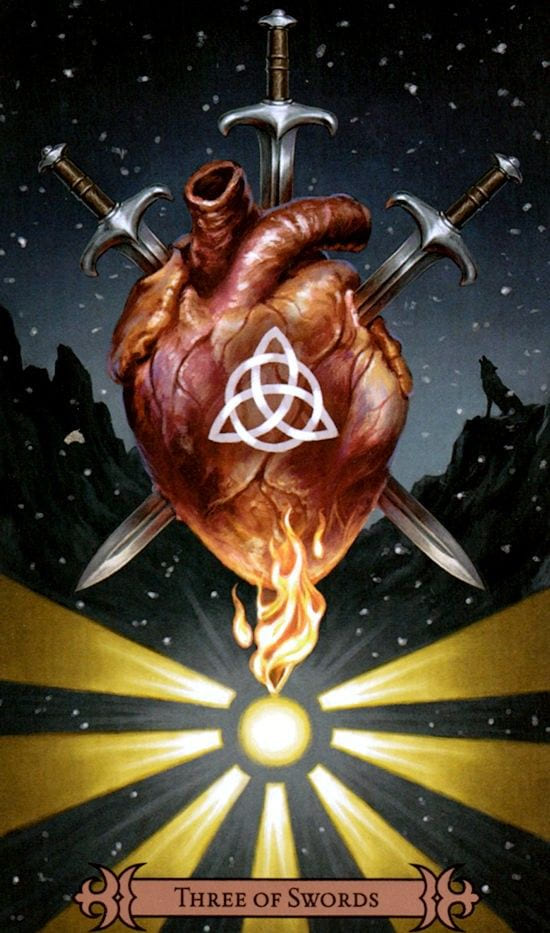 Tres de Espadas — Modern Spellcaster's Tarot
