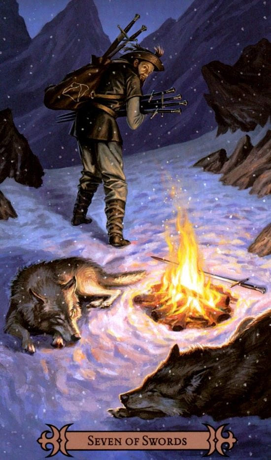 Siete de Espadas — Modern Spellcaster's Tarot
