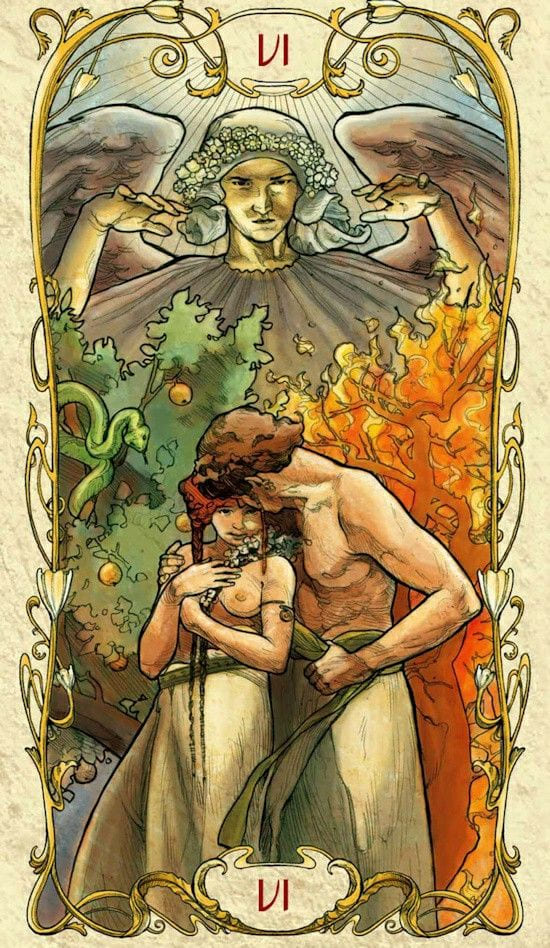 Los Enamorados — Tarot Mucha