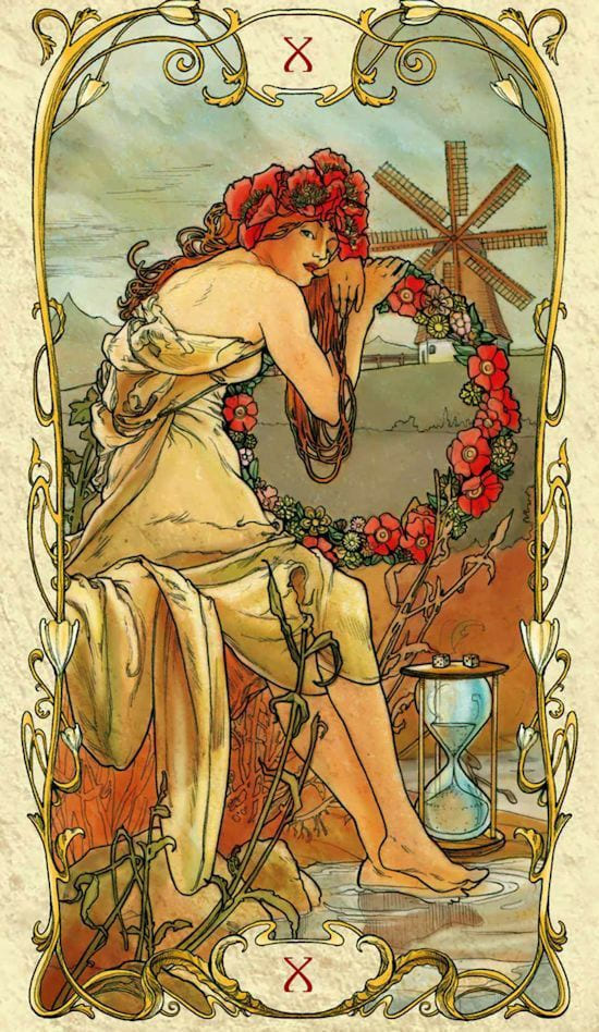 La Rueda de la Fortuna — Tarot Mucha