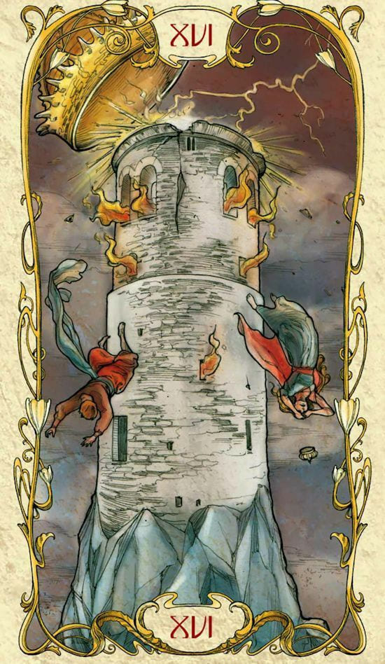 The Tower — Tarot Mucha
