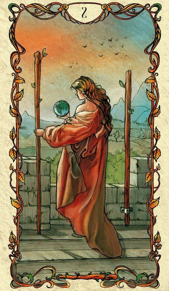 Dos de Bastos — Tarot Mucha