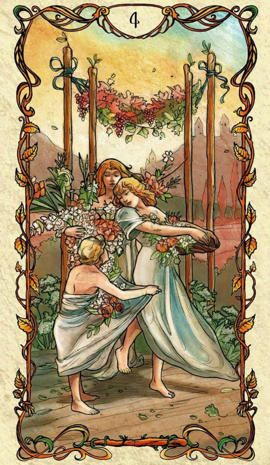 Four of Wands — Tarot Mucha