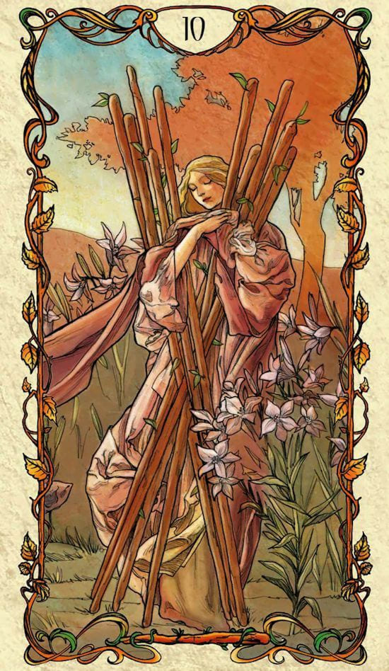 Ten of Wands — Tarot Mucha