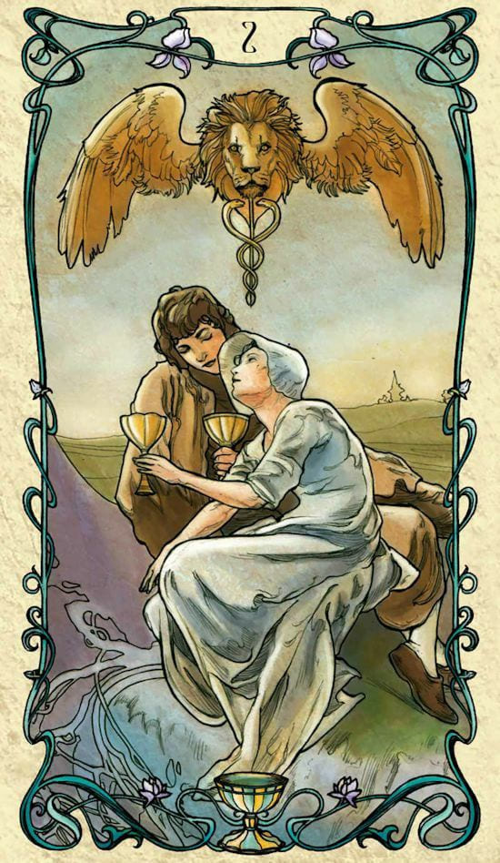 Dos de Copas — Tarot Mucha
