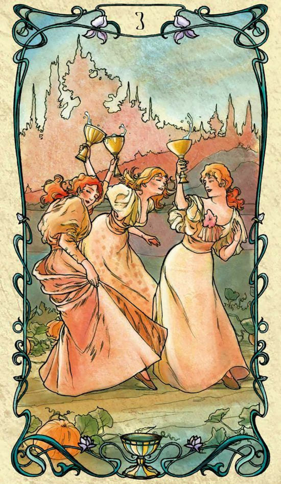 Three of Cups — Tarot Mucha