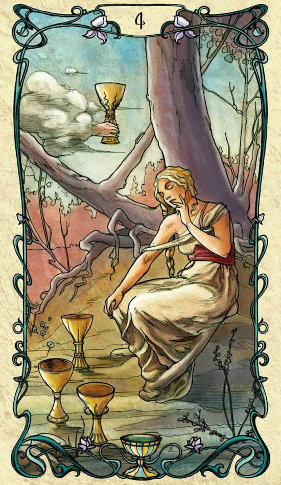 Four of Cups — Tarot Mucha
