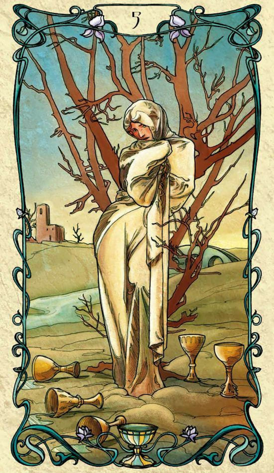 Five of Cups — Tarot Mucha