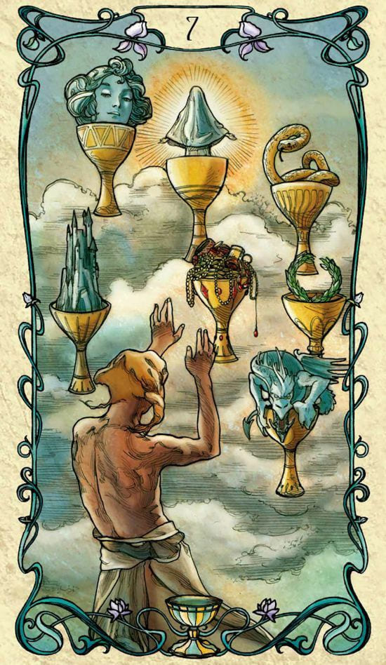 Seven of Cups — Tarot Mucha