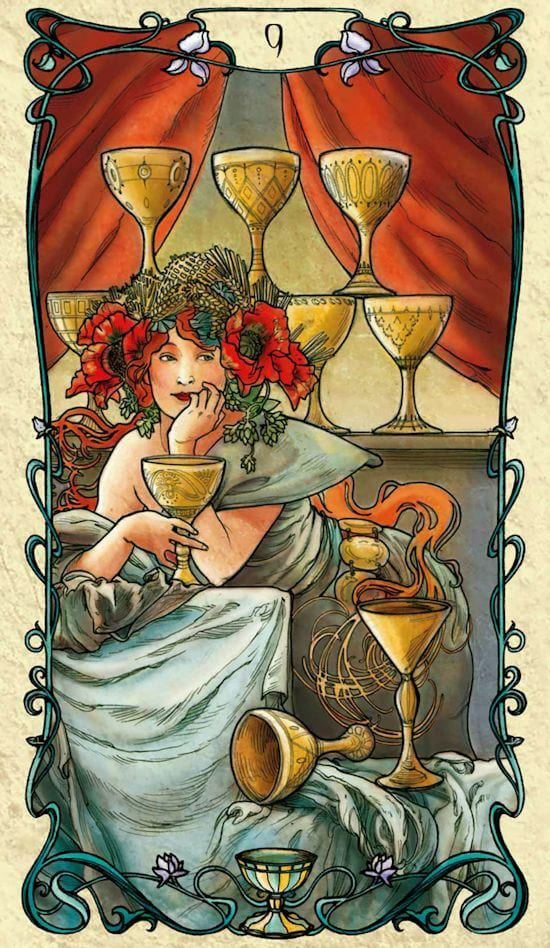 Nueve de Copas — Tarot Mucha