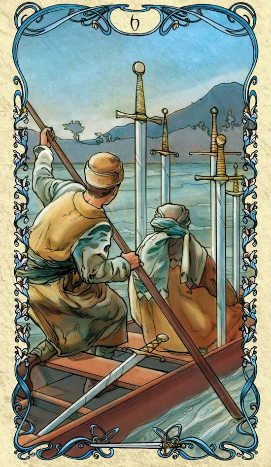 Six of Swords — Tarot Mucha