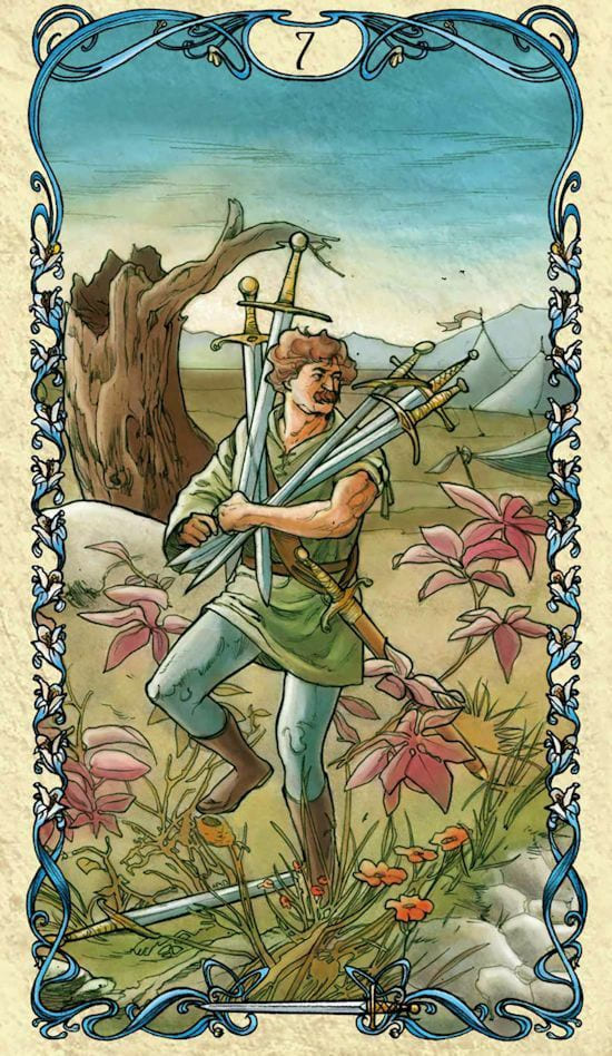 Seven of Swords — Tarot Mucha