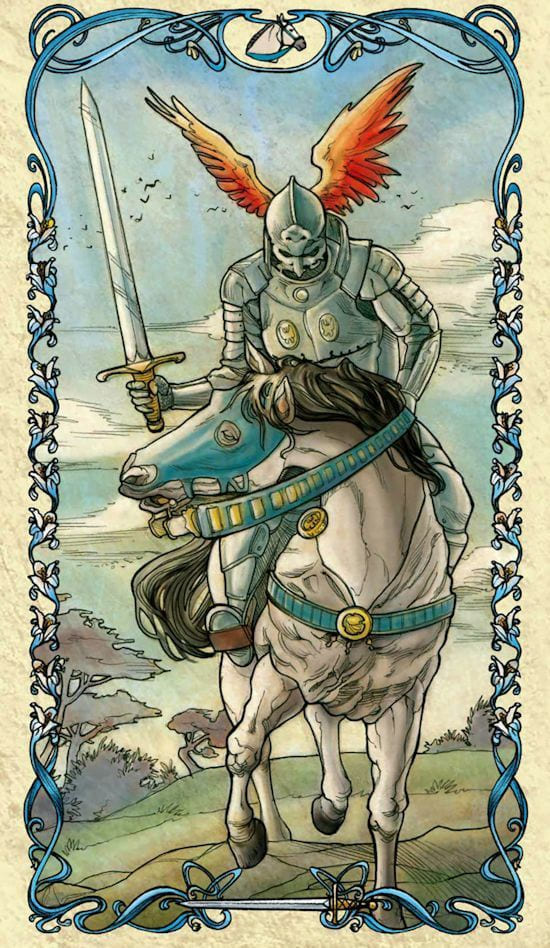 Caballo de Espadas — Tarot Mucha
